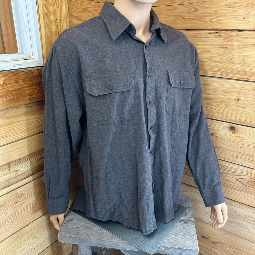 Permans 2XL Men’s Thick Cotton Gray Grey Long Sleeve Button Down Work Shirt XXL‎